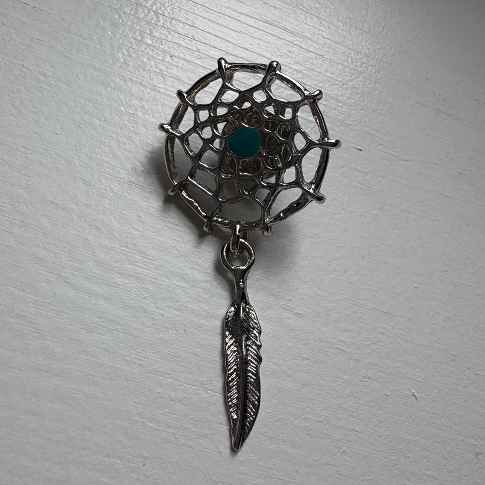 Silver Dreamcatcher Pendant with Turquoise Accent